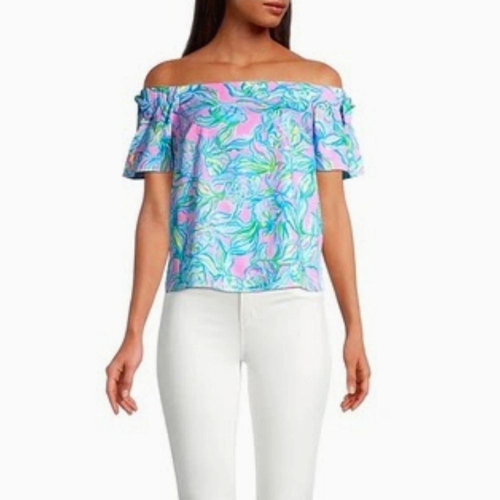 🩵 NWT Lilly Pulitzer Tamara Top in Pelican Pink